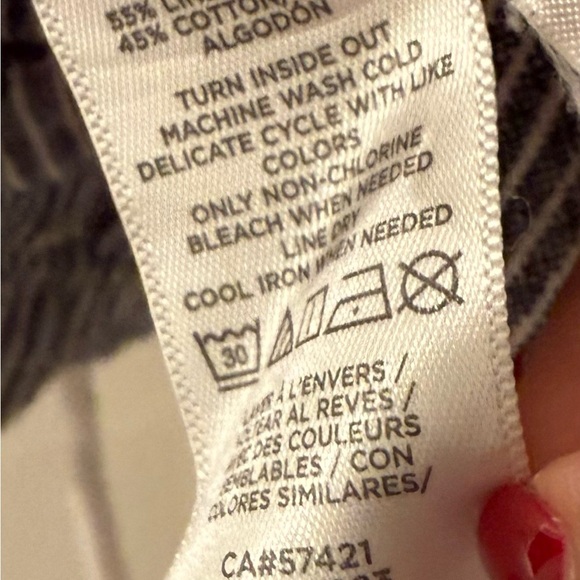 LOFT Striped Gray Linen Blend lightweight Jacket Size Large Fall Travel Coastal - Picture 5 of 8